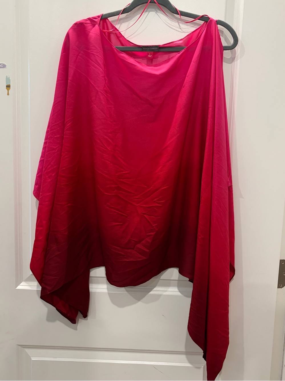 Vince Camuto Magenta Draped One-Shoulder Tunic